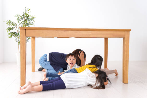 istock Children taking refuge from earthquake 1025864266