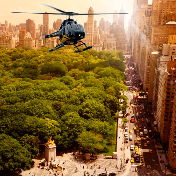 istock Helicopter flying over Central Park, New York City 1025868416