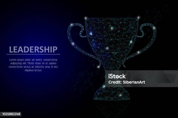 Leadership Winner Cup Vector Geometric Polygonal Background Stock Illustration - Download Image Now