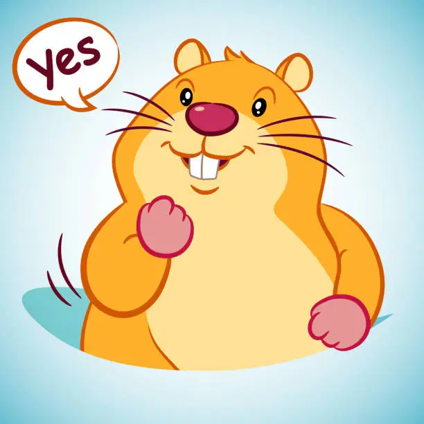 Vector illustration of Groundhog Cartoon Character Clenched Fist