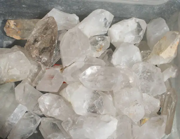 crystal quartz gem stone as natural mineral rock specimen