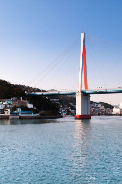 istock Yeosu harbor with Dolsan bridge, Korea 1025904032