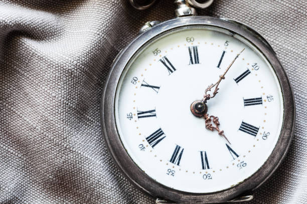 istock vintage pocket watch on gray textile background 1025916006