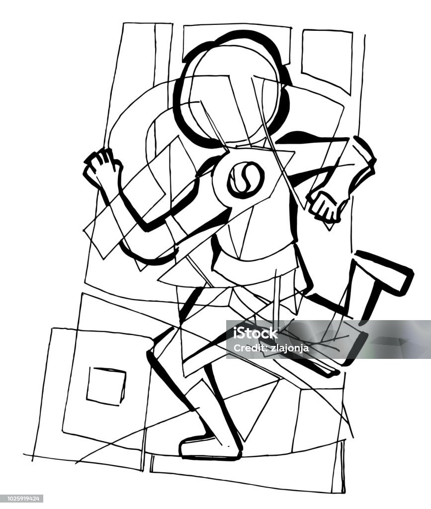 Runner icon clip art coloring page Runner icon clip art coloring page black and white Abstract stock vector