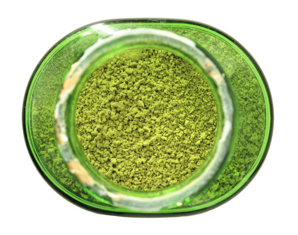 istock Top view of green tea bottle isolated on white background 1025930166