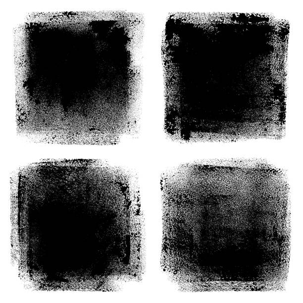 ilustrações, clipart, desenhos animados e ícones de elementos de design do grunge. traços de rolo de pintura - ink print dirty backgrounds