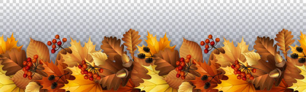 Herbstliche Girlande mit Blättern, Beeren und Zapfen. – Vektorgrafik
