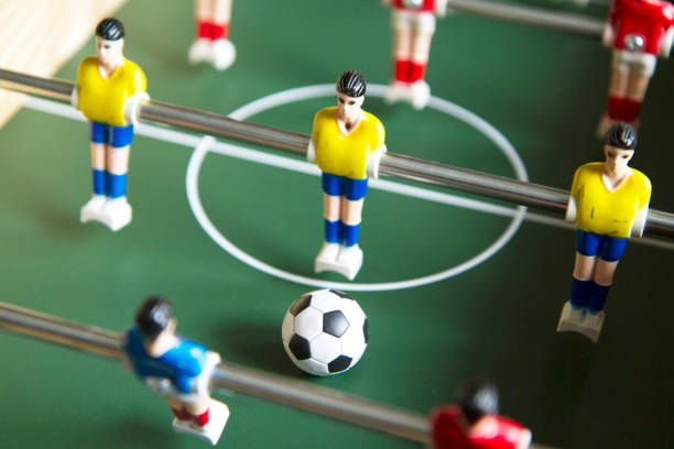 istock Close up image of table socker game and players 1025945086