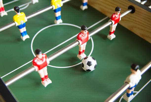 istock Close up image of table socker game and players 1025945204
