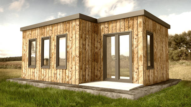 istock Small Modern Wooden House Exterior 1025950804