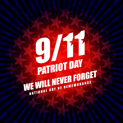 Vector background of September 11 Patriot Day with star shape pattern background. National day of remembrance. EPS ai 10 file format.