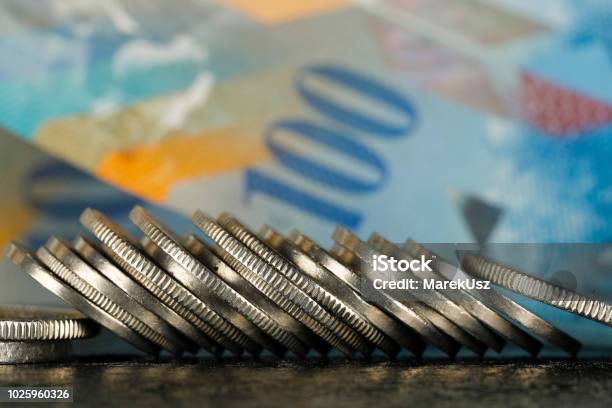 Swiss Coins And Swiss Banknote Stock Photo - Download Image Now - Bank Account, Banking, Budget