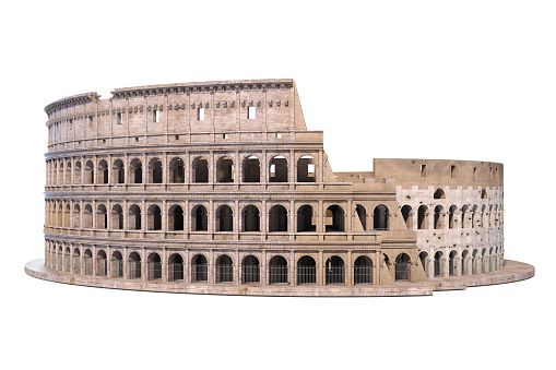 Coliseum, Colosseum isolated on white. Architectural and historic symbol of Rome and Italy,