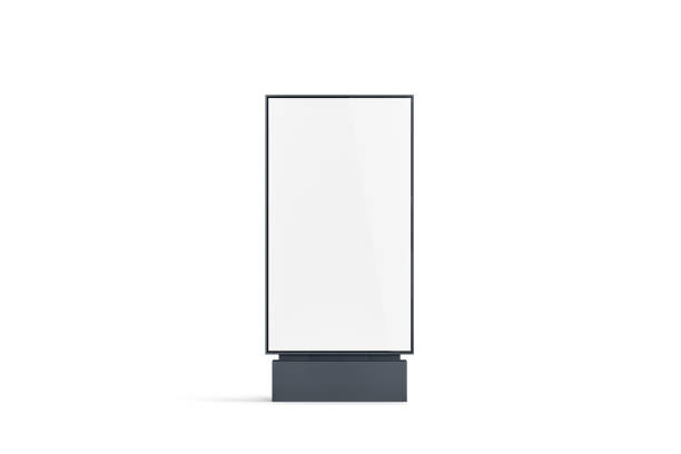 Blank white pylon mockup, front view, isolated Blank white pylon banner mockup, front view, isolated, 3d rendering. Empty outdoor signage mock up. Clear street poster billboard for advertising. Display outside sign template commercial sign stock pictures, royalty-free photos & images