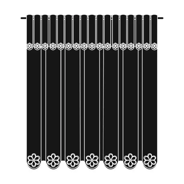 Vector illustration of Curtains, single icon in black style.Curtains vector symbol stock illustration web.
