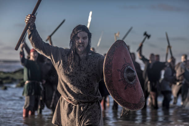 istock A individual viking warrior with an army 1025971216