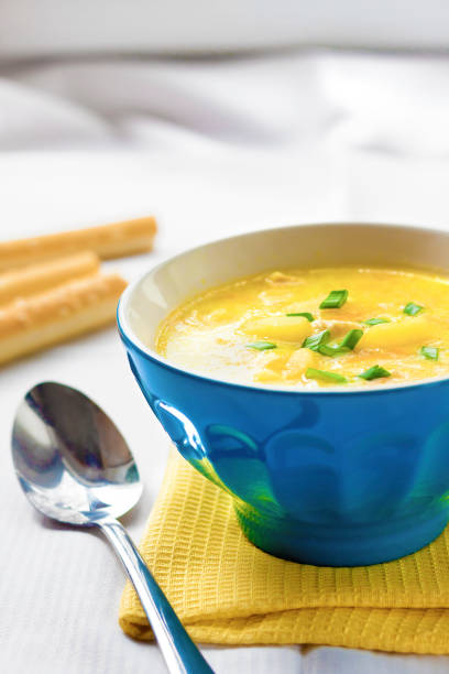 istock Cheese soup with chicken, potatoes and turmeric 1025971576