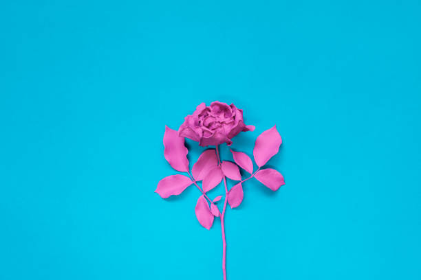istock Rose and leaves in vibrant bold colors. 1025983158