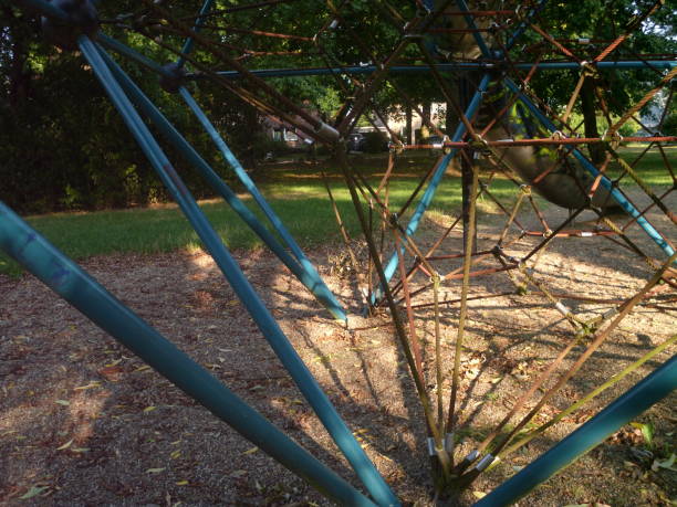istock Close up rope climbing playground equipment 1025983766