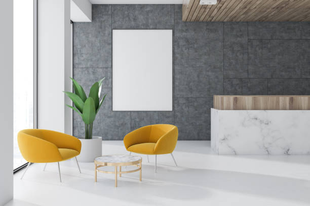 istock Gray office waiting room, reception, poster 1025987860