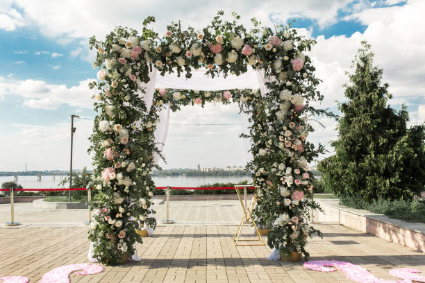 istock wedding hupa decorated with flowers 1025993708