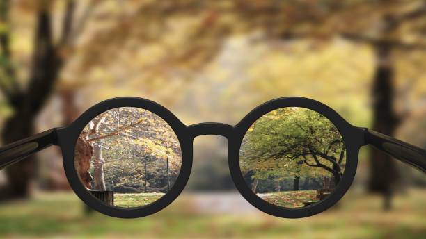 istock Closeup on eyeglasses with focused and blurred landscape view. 1025998692