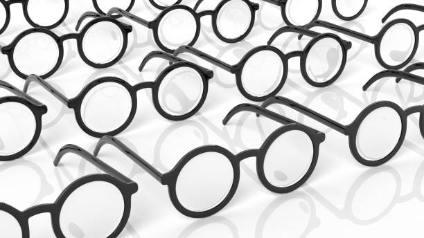 istock Black round-lens eyeglasses, isolated on white background. 1025998752