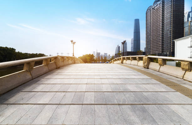 istock Empty floor with modern skyline and buildings,guangzhou,china 1026001624