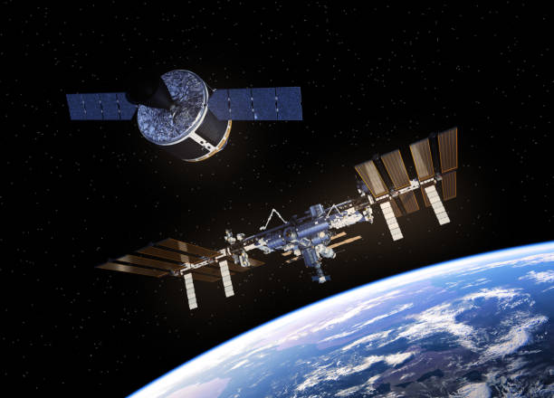 istock Cargo Spaceship Is Preparing To Dock With Space Station 1026002098