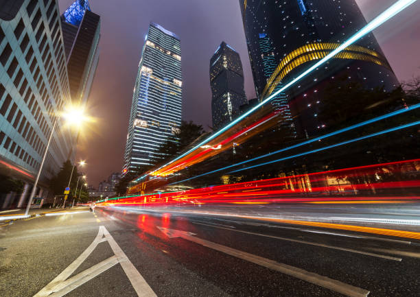 istock Motion speed effect with City Night,guangzhou,china 1026003046