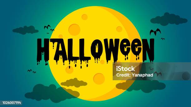 Halloweens Day Background Halloween And Bats Front The Moon Stock Illustration - Download Image Now