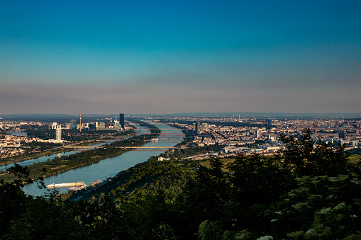 aerial view of Vienna with the danube