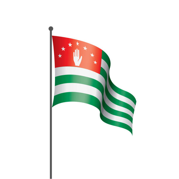 압하스 플래그, 흰색 배경에 벡터 일러스트 레이 션. - flag of abkhazia stock illustrations