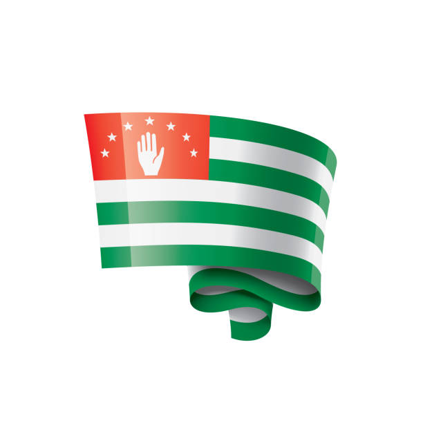 압하스 플래그, 흰색 배경에 벡터 일러스트 레이 션. - flag of abkhazia stock illustrations