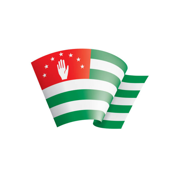 압하스 플래그, 흰색 배경에 벡터 일러스트 레이 션. - flag of abkhazia stock illustrations