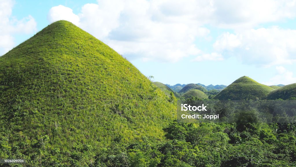 famous Chocolate Hills on the island of Bohol, Philippines nature of Bohol Island Chocolate Hills Stock Photo