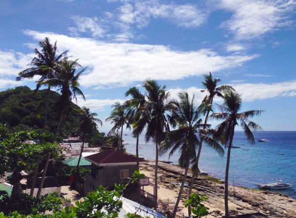 hermosa playa en la isla apo, cerca de dumaguete, en negros oriental, filipinas - apo island fotografías e imágenes de stock