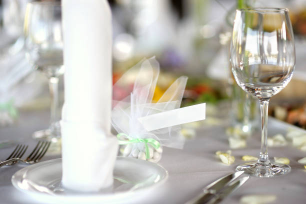 istock Empty place card on the festive table 1026051142