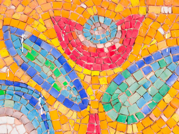istock Mosaic flower pattern on outer walls of building 1026054564