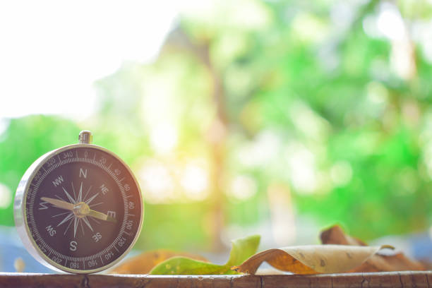 istock holding compass on blurred background. Using wallpaper or background travel or navigator image. 1026057796