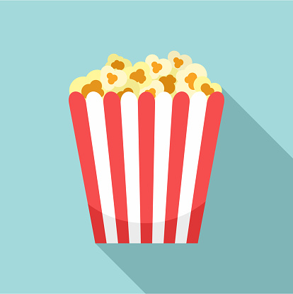 Cinema popcorn box icon, flat style