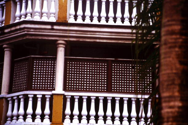 close up of a french colonial house in polynesia