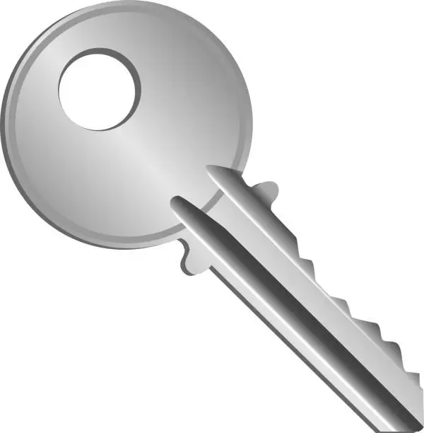 Vector illustration of Silver house door key