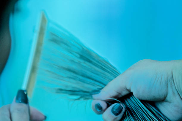Portraite of a young hipster girl, with a turquise dyed hair in an Ombre coloring technique