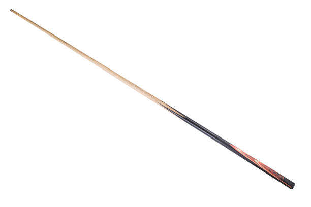 istock wooden cue with black handle for playing billiards on white background, isolate 1026069658