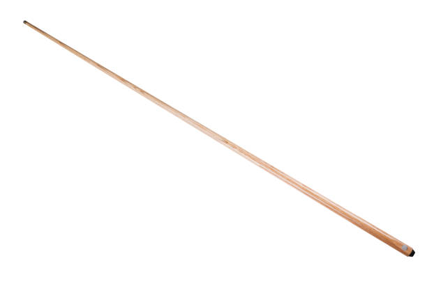 istock wooden cue for playing billiards on white background, isolate 1026069662