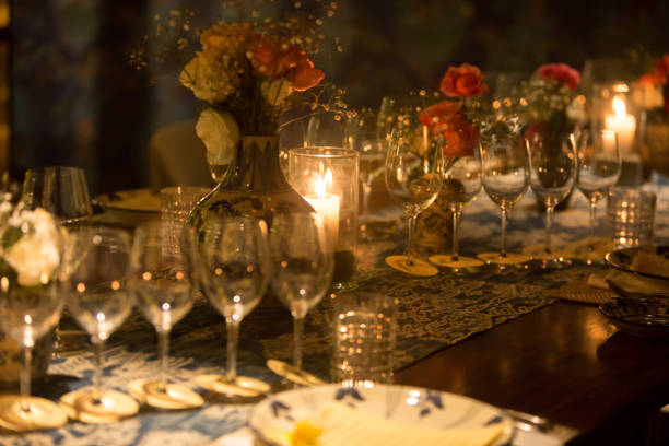 istock Elegant table set up for dinner, special event, party or wedding. Beautiful table decor 1026070294
