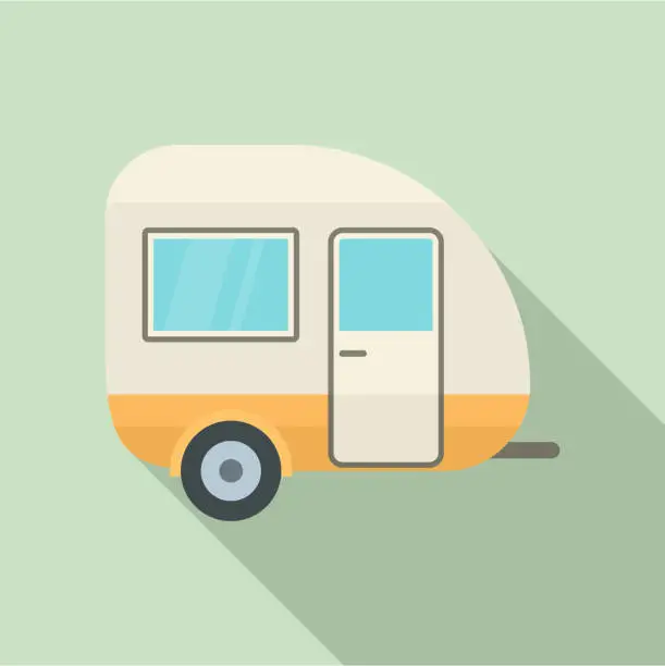 Vector illustration of Travel trailer icon, flat style