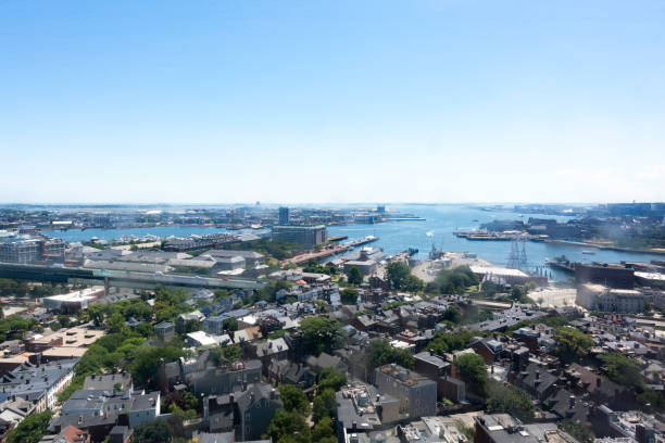 보스턴 공중 - boston aerial view charles river residential structure 뉴스 사진 이미지