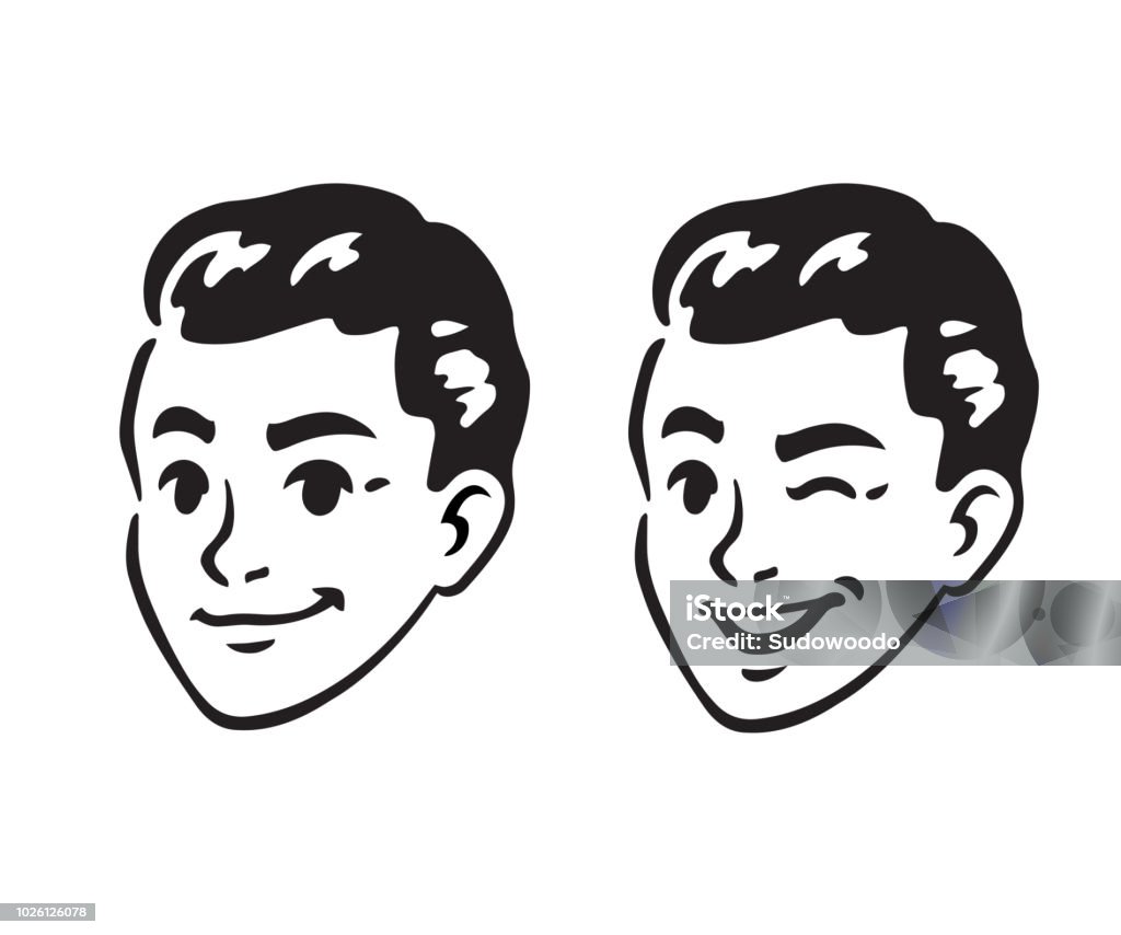 Retro Young Man Portrait Stock Illustration - Download Image Now - Retro  Style, Old-fashioned, 1950-1959 - iStock